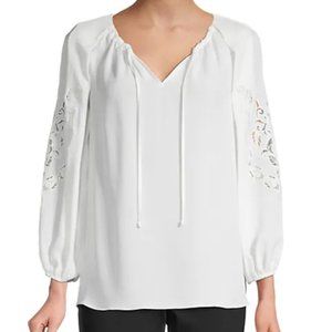 NEW Kobi Halperin Women Paulina Silk Embroidered Cut Out Floral Dress Blouse